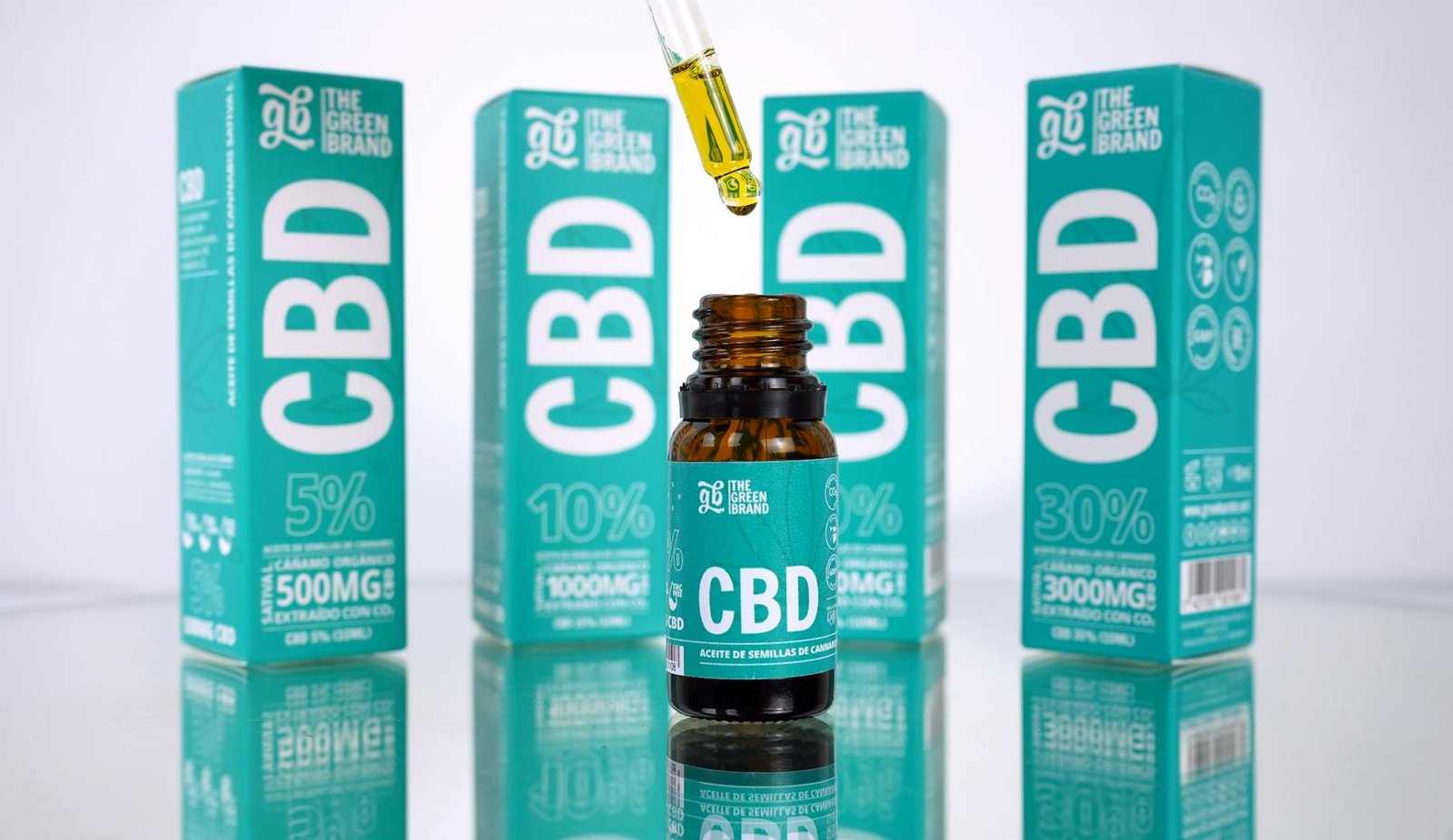 Organic CBD oil from The Green Brand with various concentrations for wellness.