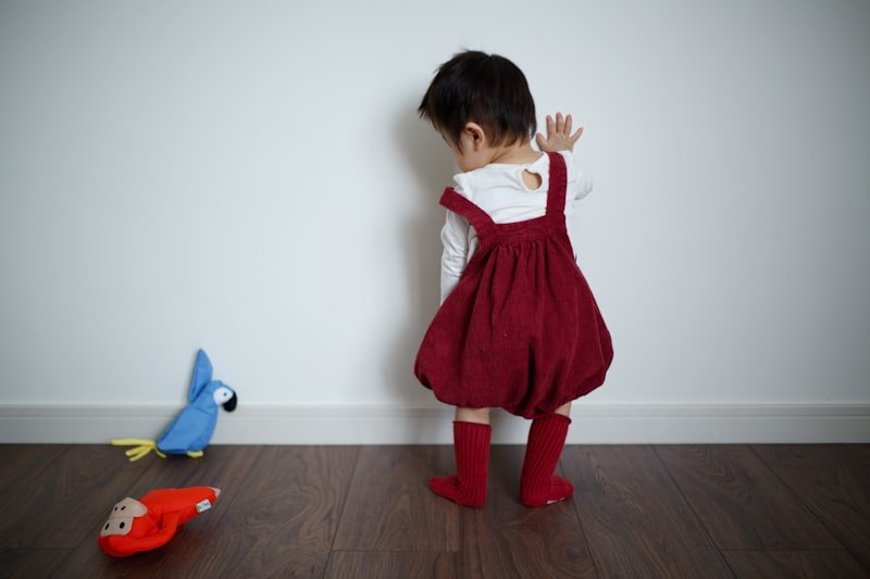 girl's red and white dress