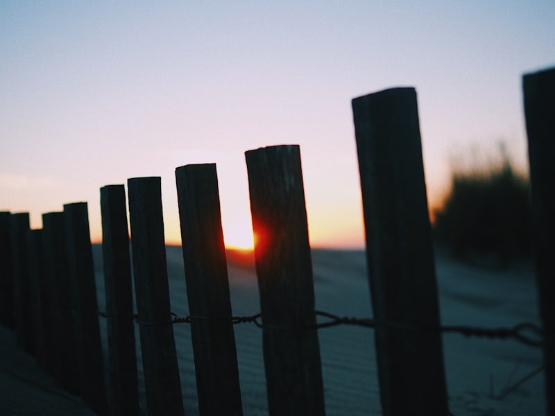 brown wooden fence on body of water during daytime